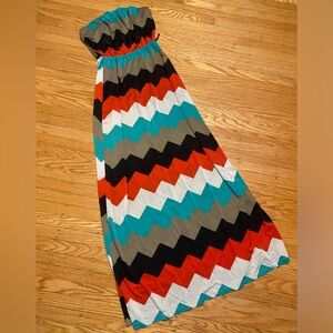 Women’s Strapless Sundress with Chevron Print
